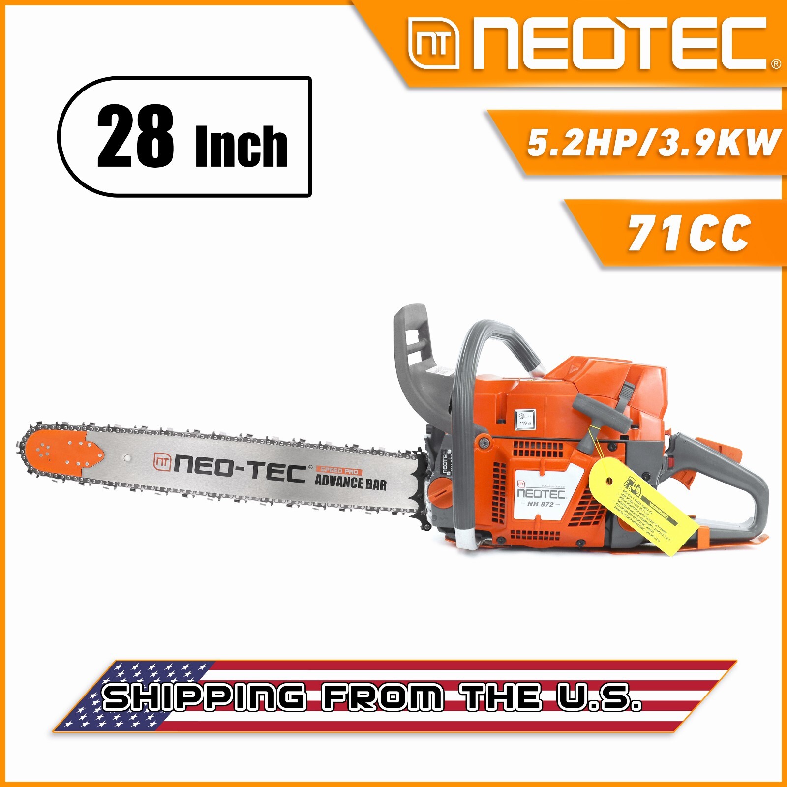 71cc Gas Chainsaw with 28'' Guide Bar Chain Compatible with Husqvarna