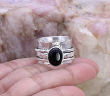 Black Onyx Ring Solid 925 Silver Handmade Meditation Spinner Ring All Size SR520