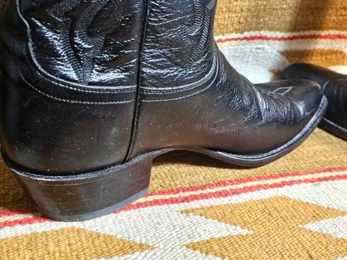 FINE LUCCHESE 2000 HANDMADE SIZE 12 ROMA CORD BLACK GOAT MENS COWBOY BOOTS - Picture 11 of 18