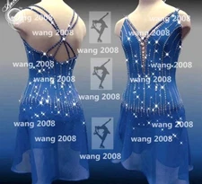 ice figure skating competition dress Gymnastics costum dance Dress blue