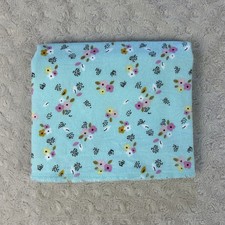 Gerber Aqua Blue Green Floral Baby Receiving Blanket Flower Pink Yellow Flannel