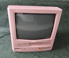 FREE US SHIPPING DAMAGED HELLO KITTY HITACHI PINK TV VCR 14CH 7BKT1 JAPAN MARKET
