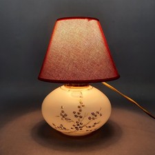 Lampada Da Tavolo Vetro Murano Bianco A Fiori Con Paralume Vintage Anni ‘60