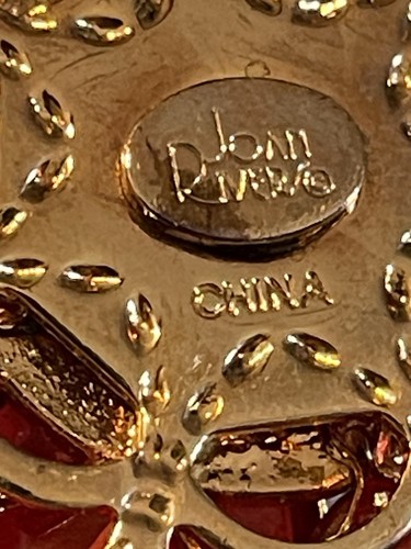Broche Joan Rivers Corazón Rojo Flor Capas Facetado Lucita Tono Dorado Translúcido - Imagen 19 de 19