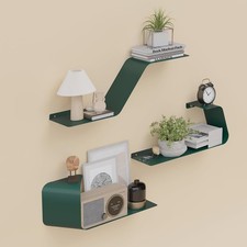 Floating Shelves Wall Shelf Set of 3 Mounted Metal Shelves W/ Unique Design Wall