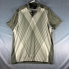 Oakley Men's Polo Shirt Size XL Green Geometric Print Short Sleeve Regular Fit