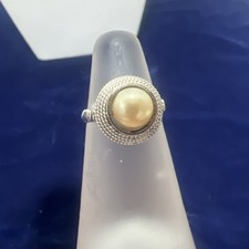 Vintage Sterling Silver Golden Pearl Ring Size 7 From Balisilversun