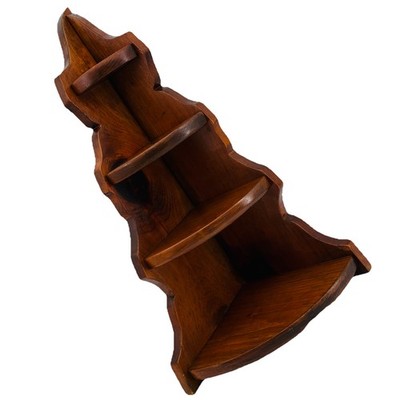 Vintage Wooden Corner Hanging 4 Tier Wall Shelf Knick Knack 21.5  Handmade