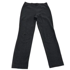 J.Jill Pants Womens Small Petite Grey Black Plaid Ponte Slim Leg Knit Stretch
