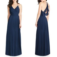 NEW 3021 DESSY Collection NAVY Ruffle Back LUX CHIFFON Bridesmaid Dress GOWN 8