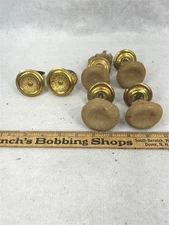 antique drawer pulls 6 match round embossed brass 2 in mid 19th c original 1850