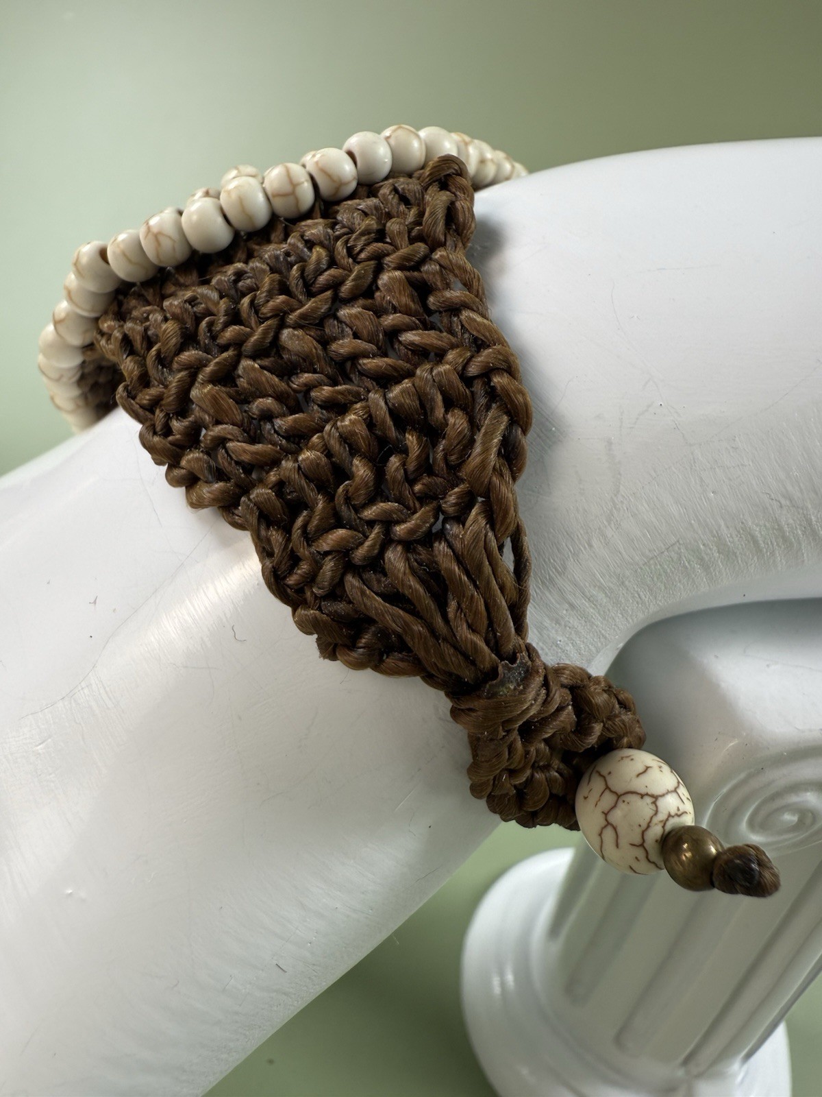 Handmade Macramé Bracelet with Large Turquoise Co… - image 5