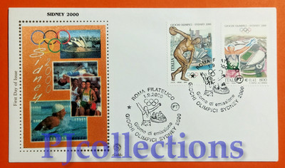 C42 - ITALIEN 2000 SIDNEY 2000 UMSCHLAG 1. TAG FDC FILIGRAN GOLD