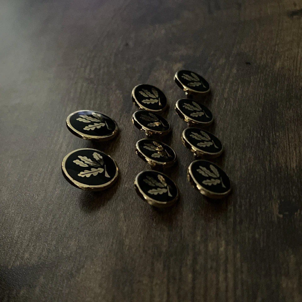 Blazer de repuesto Holland & Sherry botones de caña dorado azul marino esmalte hoja de roble Foto 3 de 4