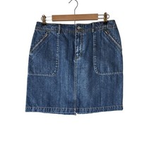 EDDIE BAUER Blue Denim Y2K Retro A-Line Skirt SZ 12