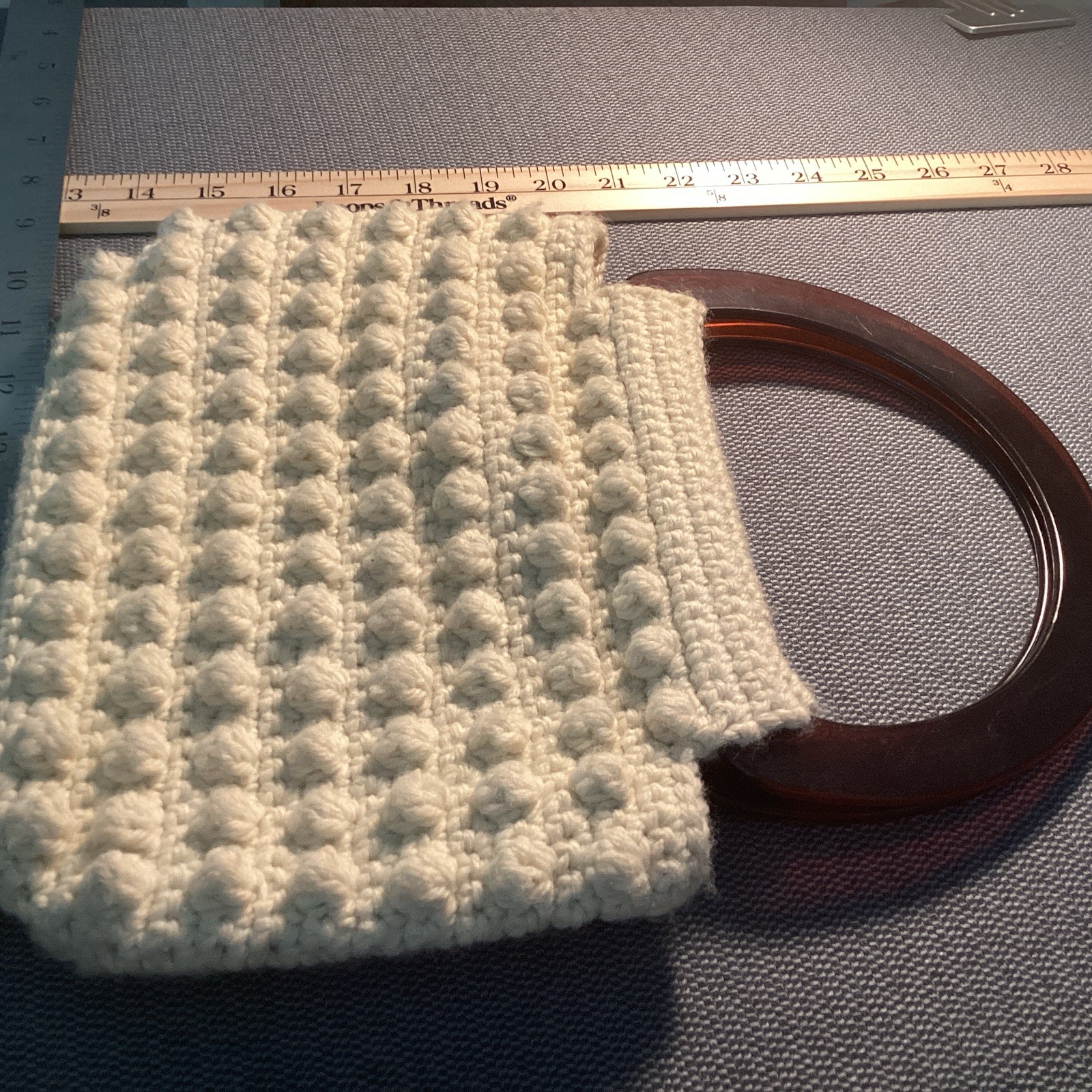 Macrame Bubble Purse With Plastic Handles Yellow … - image 1