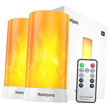 【Upgraded】 LED Flame Lights with Remote & Timer, 4-Mode Remote Control-2 Pcs