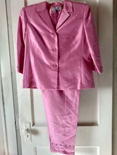 Travis Ayers Sz 14P 2 Piece Pink Pant W Jacket Suit With Embroidery