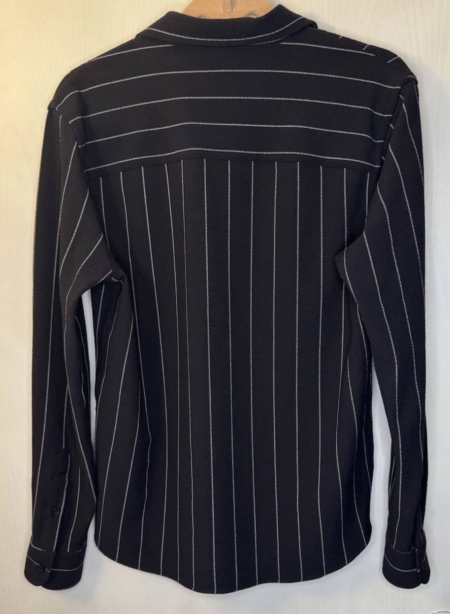 Zara Blouse Women’s Small Long Sleeve Button Down Blue White Stripe Textured thumbnail 6