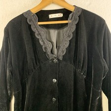 Victorian Romantic Goth Velvet Lace Trim Top Size XL Whimsigoth Dark Cottage Y2K