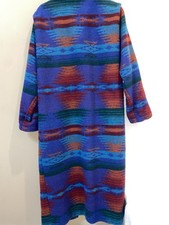 Vtg Woolrich Women  s Wool Long Trench Coat Duster Blanket Southwest Aztec Size S