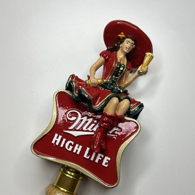 Miller High Life LADY IN RED BEER Tap Handle Wood Wisconsin Brewery