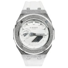CASIO G-SHOCK GA2100 Casioak Frosted White Metal Custom Rubber Band Japan
