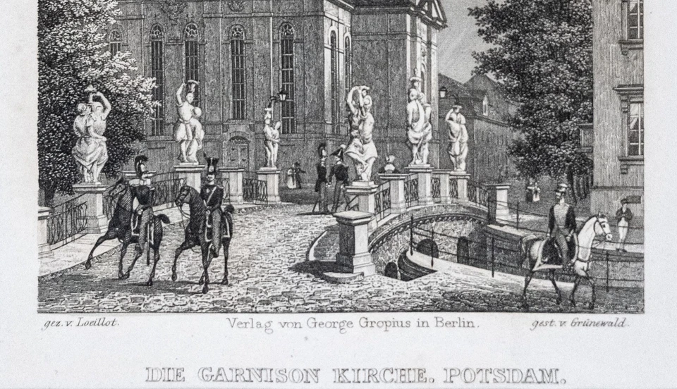 Potsdam Garnison Kirche Orig. Stahlstich Grünewald aus Spiker 1833 Passepartout - Bild 2 von 4