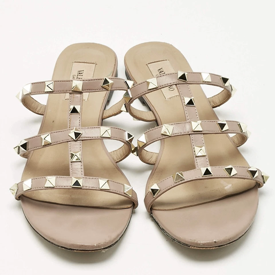 Valentino пыльные розовые кожаные плоские горки-гвоздики размер 38 - Изображение 3 из 4