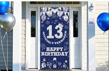 NEW!!    Birthday  AGE 13  Party Backdrop NEW! With Hanging Eyelet Corners