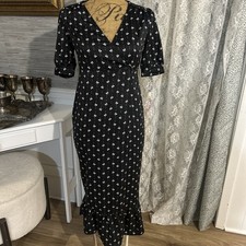 Urban Outfitters Gabrielle Wrap Black Midi With White Small Flowers XS