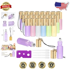 Fashionable 24pc 5ml Pearl Glass Roller Bottles - Reusable, Leak-Proof