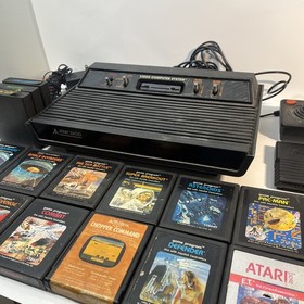 Atari 2600 System Black Console Bundle w/ 20 Games - Untested