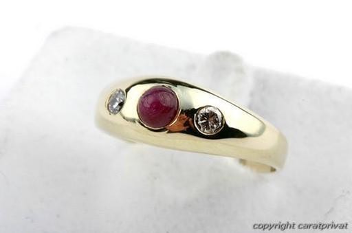 Ruby ring 14kt 585 gold ring ruby cabouchon brill… - image 3