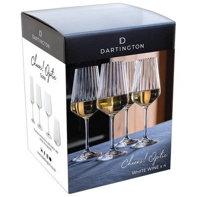 Dartington Cheers! Optik Weißweingläser 4er Set Bleifrei Kristall 350ml