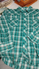 Wrangler Men's Green Plaid Western Show Shirt 3XL Long Sleeve Western Style