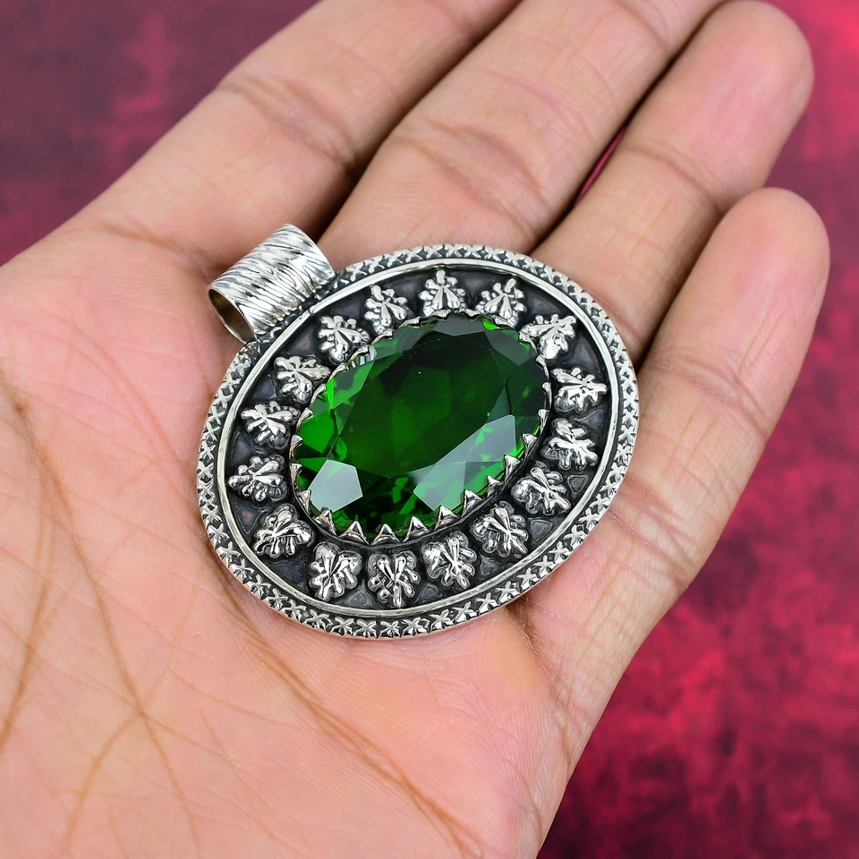 Peridot Gemstones Handmade 925 Sterling Silver Jewelry Pendant Love Forever Gift - Image 4 of 4