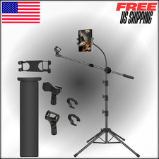Boom Mic Stand with Tablet  Phone Holder Height Adjustable Four legged  2Clips