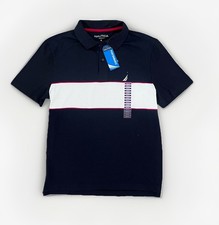 NAUTICA NWT Navy White Stripe Polo Shirt Active Performance Classic Fit M