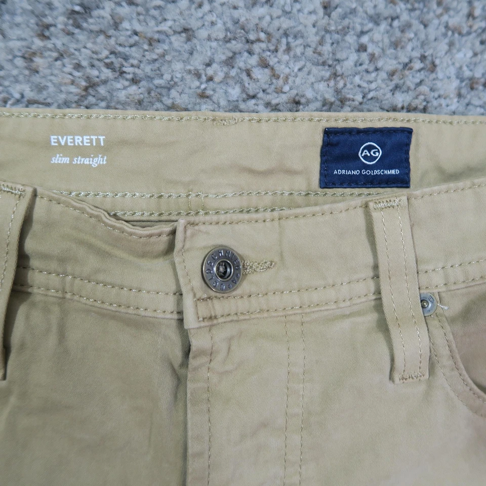 Calça masculina AG Adriano Goldschmied 32 cáqui The Everett fina reta chino 32x32 - Imagem 3 de 4