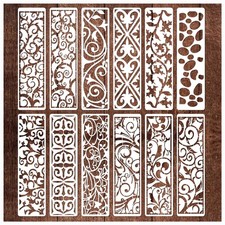 12 Pieces Border Stencils for Painting, Leaf Stencil Template Reusable Furnit...