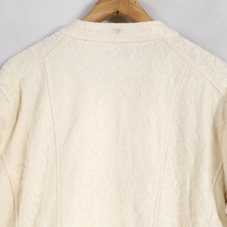 Isaac Mizrahi Live! Moto Jacket 3X Ivory Lace Full Zip Up Lightweight Lined * - Image 4 of 4