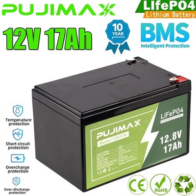 12V 17Ah Lithium Battery LiFePO4 BMS for Cycle Battery Solar RV Off-grid Motor