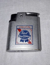 VINTAGE RONSON VARAFLAME STANDARD LIGHTER ADVERTISING PABST BLUE RIBBON BEER