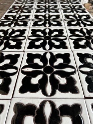 6 Square Feet Of Hand Painted Wax Resist Tiles - Seconds