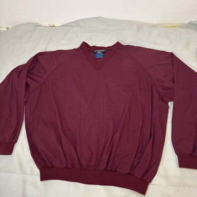 Vtg Sunderland Of Scotland Golf Windbreaker V-neck Burgundy Nylon Men's XL