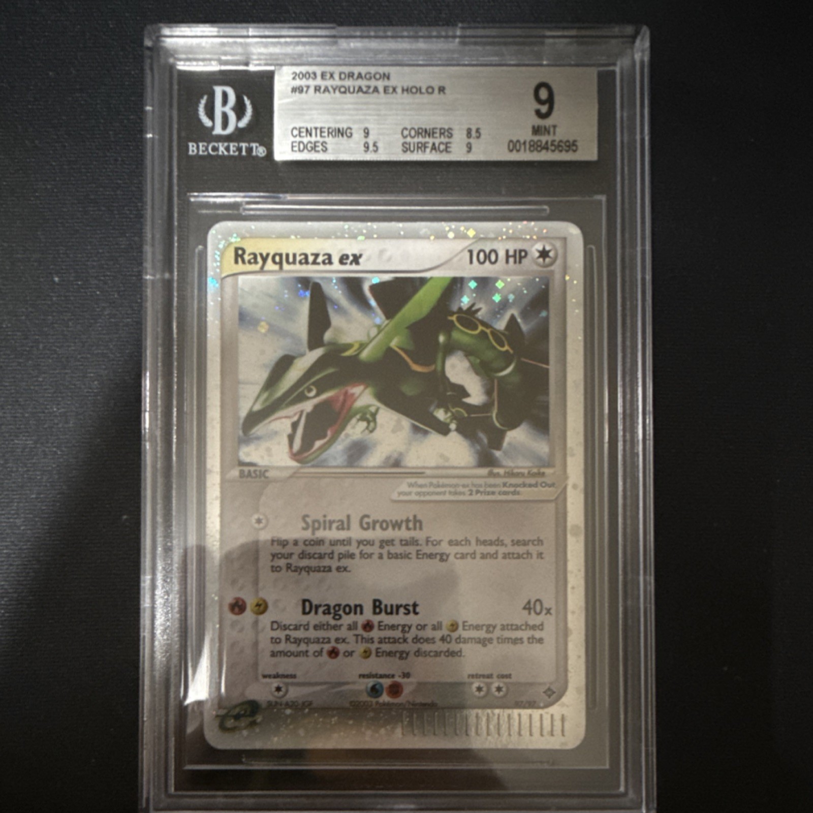 pokemon ex dragon rayquaza ex 97/97 holo ultra rare beckett 9