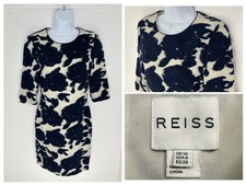 Reiss Leila Floral Burnout Bodycon Dress Size 6 Wool Blend 3/4 Sleeve Cocktail