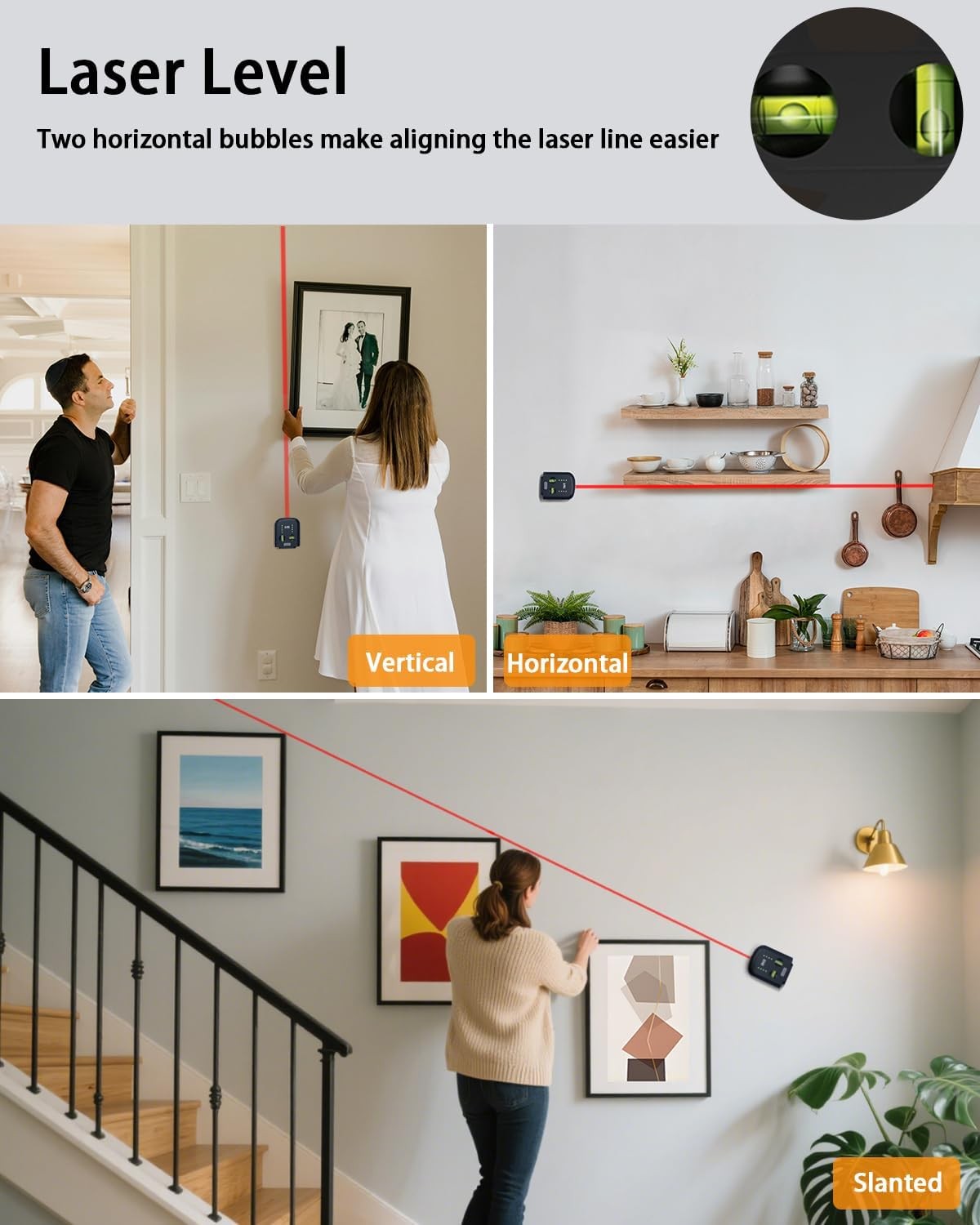 4-in-1 Laser Level Tool with Line Laser, Drill Dust Collector, Wall Bracket, ...