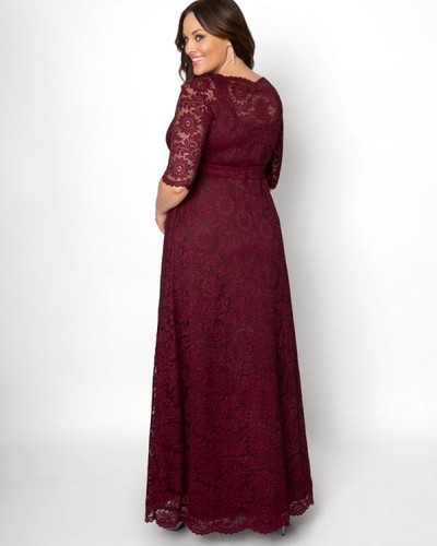 Kiyonna Maxi 4X Leona Lace Formal Red Gown Pockets Lined Elegant Slimming Gala - Picture 3 of 7